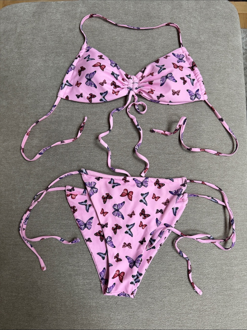 Pink Butterfly Tie-Side Bikini Set